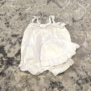 Girls 6M Little Me White Outfit with hat